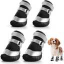 Dog Shoes for Small Dogs, Breathable Dog Boots Paw Protector for Hot Pavement Winter Snow, Dog Booties with Reflective Strips Rugged Anti-Slip Sole for Hardwood Floors Outdoor Silver Black Size 3 (#3 (Width 1.49 inch) for 11.0-16.5 lbs)