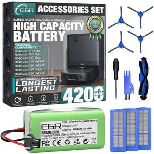 EGR 4200mAh Battery Replacement Compatible with eufy Robovac 11s Max, 15C Max, 30C Max, G10, G10Hybrid, G30, G30 Edge,G30 Hybrid, G30 Verge, G15, G20, G20 Hybrid