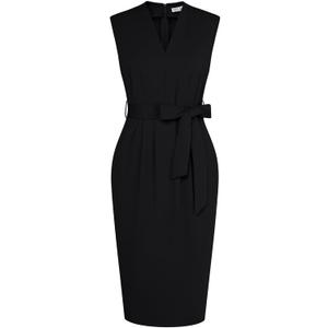 GRACE KARIN Women's Business Dresses Sleeveless V Neck Bodycon Sheath Dress Zipper Up Office Work Dress with Pockets (Medium, Black)