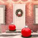 Thyle 2 Pcs Outdoor Christmas Ball Decorations with Wreath Giant 8'' Extra Large PVC Hanging Christmas Ornaments Plastic Garden Decorations with Hanging Loop for Upstairs Xmas Indoor Decors