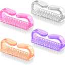 Larbois Handle Grip Nail Brush, Nail Brushes Hand Fingernail Brush Cleaner Scrubbing Kit Pedicure for Toes and Nails Men Women (4 Pack) (Orange)