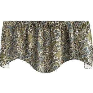 Decorative Things Window Treatments Valance Curtains Kitchen, Living Room Brown, Blue Paisley Swag Short Curtain Rod Pocket Lined 53 Inches x 18 Inches, Made in USA