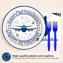 96Pcs Flying into Retirement Party Decorations Pilot Happy Retirement Plates and Napkins Sets Blue Airplane Retired Pilot Decoration for Men Airplane Congratulations Retired Party Supplies Serves 24