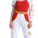 Zombie Girls Costume Kids Character Halloween Cosplay Mesh Top Pants Hooded Coat 3PCS Uniform Outfits (5-6 Years, Red)