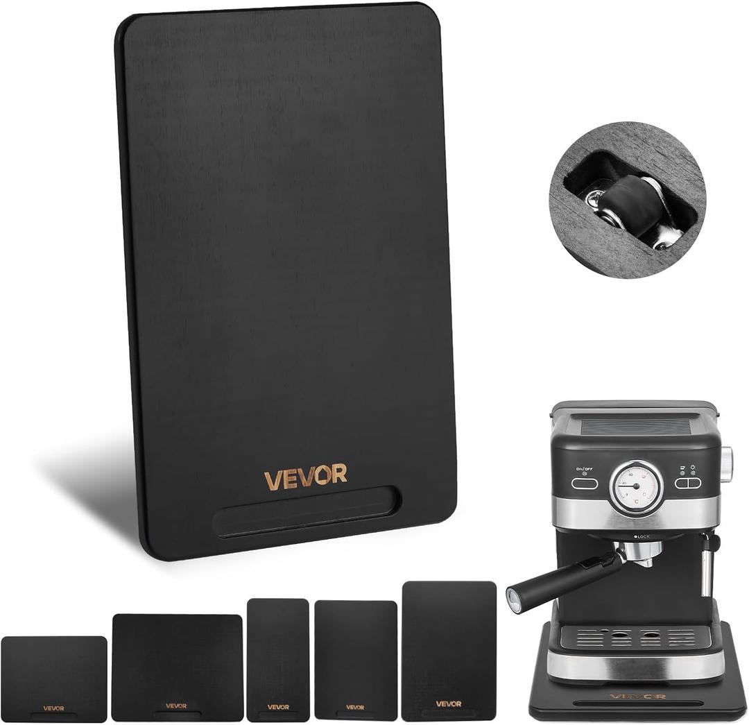 VEVOR Appliance Slider, Large 16 x 12-inch, Rolling Sliding Tray with Silent Rubber Wheels & Hollow Handle, Easy to Clean, Appliance Rolling Tray for Coffee Maker, Kitchen Countertop, Black