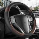 Non-Slip Car Nappa Leather Steering Wheel Cover,Universal Car Accessories Women Men Fit 14" 1/2-15" Suvs/Vans/Sedans/Cars/Trucks,Brown