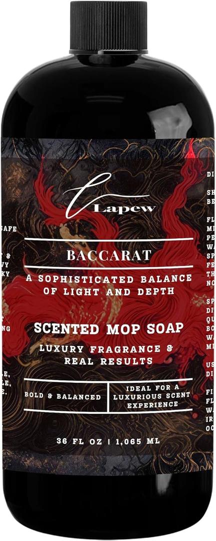 Lapew Luxury Floor Cleaner, Scented Mop Soap Concentrate | Hard Floor Cleaner for Tile, Vinyl, Laminate, LVP & Sealed Hardwood | Low-Foam, Streak-Free | 36 oz | Baccarat