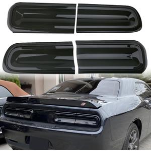 for Challenger Smoked Tail Light Covers Rear Light Guards Exterior Accessories for Dodge Challenger 2015-2024 Taillight Covers Rear Guard Trim Kit Exterior Frame (Smoke Black 4Pcs)