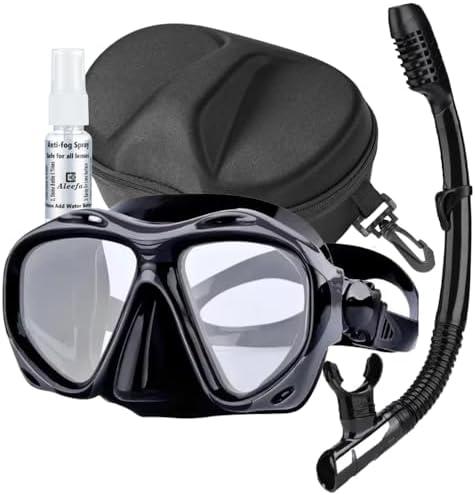 Hyperopia Diving Mask, +2.0 to +5.0 Farsighted Presbyopia Snorkel Mask, Tempered Glass Lens, Anti-Fog Leakproof Silicone Seal for Men Women Underwater Vision