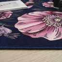 Rugcomf Door Mat Indoor Entrance 2x3 Rug Machine Washable Boho Floral Butterfly Small Area Rug Non-Slip Low Pile Throw Rugs for Entryway Kitchen Front Door Indoor Entrance Entry Kids Room, Night Blue