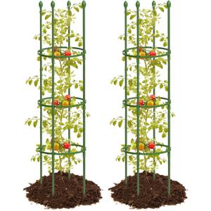 joyhalo 2 Pack Tomato Cages for Garden, 59 Inch Heavy-Duty Tomato Trellis, Height Adjustable Garden Trellis for Climbing Plants Outdoor Vegetables Flowers Cucumber Peony (Light Green)