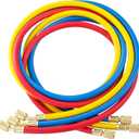 3 Pieces AC Manifold Gauge Hose Kit, Refrigerant Charging Hoses 1/4 SAE, 5FT AC Manifold Gauge Hose Kit for R404A R12 R502, A/C Charging Hose