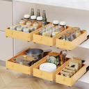RESENSTORE 3 Pack Bamboo Pull Out Cabinet Organizer,Slide Out Drawers for Kitchen Cabinets,Fixed with Nano Adhesive Film Multifunctional Drawer Organizers For Pantry Bathroom Bedroom