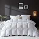 L LOVSOUL Goose Feather Down Fiber Comforter King Size, 100% Organic Cotton Fabric Duvet Insert,1200TC,750+FP, Hotel Collection, All Season White Bedding Comforters with 8 Tabs