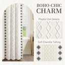 Boho Shower Curtain for Bathroom Cotton Fabric with Striped Print,White 72" W x 72" L