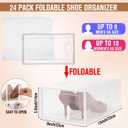 CroBlissful 12 Pack Large Shoe Storage Box Fit Size 10 Soft Plastic Closet Clear Shoe Organizer with Lids, Detachable Stackable Connectable Horizontally Vertically Foldable Sneaker Storage Bin