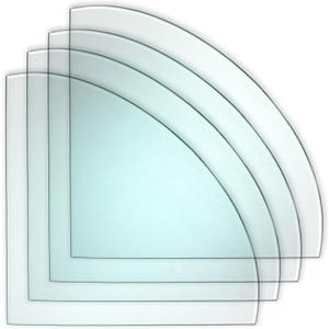 STORE FIXTURES DIRECT Corner Tempered Glass Panels for Displays, Quarter Round Glass Shelving, 14" W x 14" L x 3/16" Thick, 4 Pack
