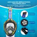 HD Full Face Snorkel Mask, Snorkeling Gear for Adults with 180 Anti-Fog HD View and Detachable Camera Mount, Anti-Leak Snorkel Mask Adult Youth (Large-X-Large, Transparent Blue)