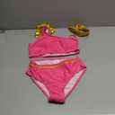 Girls Swimsuit Bikini Set Two Piece Bathing Suit Metallic Ruffled One Shoulder Swimwear with Hairband, Size: 10-11 Y