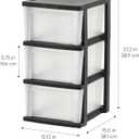 IRIS USA Plastic Drawer Storage Organizer, 3-Drawers, 2-Pack, for Classroom Art Craft Supplies, Bathroom Bedroom, Laundry Room, Black/Clear
