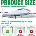 ACEPIC 10x10 Canopy Replacement Top Cover with Air Vent,UPF 50+ UV Protection,300D Silver-Coated Polyester PA Waterproof for Outdoor Garden Patio Canopies(Top Cover Only, Khaki)