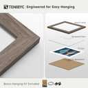 12x18 Walnut Picture Frame Set of 3 with HD Glass - Natural Brown, Solid Wood Poster Frame, Wall Hanging