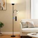 SIBRILLE 2-in-1 Torchiere Floor Lamp, 34W Super Bright LED Standing Lamp with Remote & Button Control, 72" Dimmable Adjustable Corner Reading Lamp for Living Room, Bedroom, Office, Black
