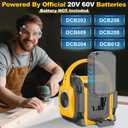 Portable Bluetooth Speaker Compatible for Dewalt 20V Battery(NO Battery), Wireless Speaker with FM Radio, 3.5mm AUX Audio Port, USB/Type C Charging & TF-Card Input, for Outdoor Jobsites Camping