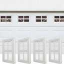 NeatiEase 4 Pcs Garage Door Windows, Replacement Vinyl Windows Inserts Kit with UV Resistant Resin Glass for Exterior Garage Doors (Cross Design), 56.5x39x23