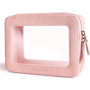 Aveniee Clear Makeup Bag Organizer, Travel Toiletry Bag for Women, Waterproof Cosmetic Pouch with Zippers,Car Accessories Organizers and Storage Case,Pink,Medium Classic