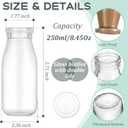 Zubebe 6 Pack 8 oz Glass Milk Bottles Clear Party Bottles with Lids Glass Juice Jars Reusable Small Milk Jars Vintage Breakfast Shake Containers for Holiday Family Party Favors