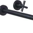 High Flow Tub Filler with Extra Long Spout,Brass2 Handles Bathroom Wall Mounted Tub Faucet,Matte Black,1Y4MK