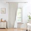 Natural Pinch Pleated Full Blackout Curtains Linen Blended Noise Reducing Window Treatment Panel 102 Inches Long for Living Room Bedroom Thermal Insulated Back Tab Drapes with Hooks, 60"Wx102"Lx1