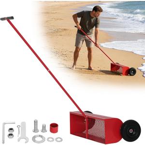 Beach Cleaning Tools, Used for Beach Cleaning and Beach Treasure Hunting, 28-inch Wide Basket-Shaped with Wheels, Beach Sand Cleaning Machine, Suitable for Beach Camping and Family Activities