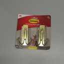 Command Large Satin Brass Double Hooks, 2 Coat Hooks and 2 Command Strips, Damage-Free Hanging with Adhesive, No Tools Great for Hanging Home Decor, Holds up to 4 lb