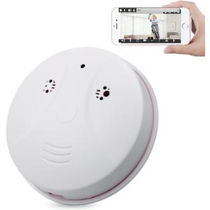 WiFi Mini Detector Camera,1080P Wireless Security Nanny Cam Smoke Detector Camera with Motion Detection/Night Vision/Remote View for Home and Office Surveillance, No Audio