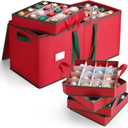 MaidMAX Christmas Ornament Storage Box Holiday Decoration Organizer, 128 Christmas Ball Accessories Holder with Adjustable Dividers, 8 Removable Trays, 600D Oxford, Zippered Closure (RED) (26" x 13" x 13")