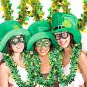 66 Ft St.Patrick's Day Tinsel Garland Decorations Shiny Thick Green Hat and Gold Shamrock Design St Patricks Day Clover Hanging Decor Garland for Irish Holiday Party Parade Floats Ornaments