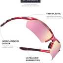 Polarized Sports Sunglasses for Men Women Wrap Around UV400 Running Baseball Softball Cycling Driving Glasses (Red)