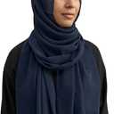 Solid Color Bubble Chiffon Hijab With Crochet Elegant Soft Georgette Shawl Scarf For Abaya Dress Headscarf (Yellow)