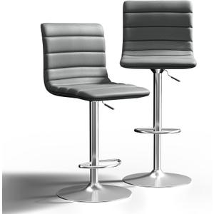 NicBex Swivel Bar Stools Modern PU Leather Adjustable Barstools, Kitchen Island Counter Bar Stools Set of 2,(Grey Color)