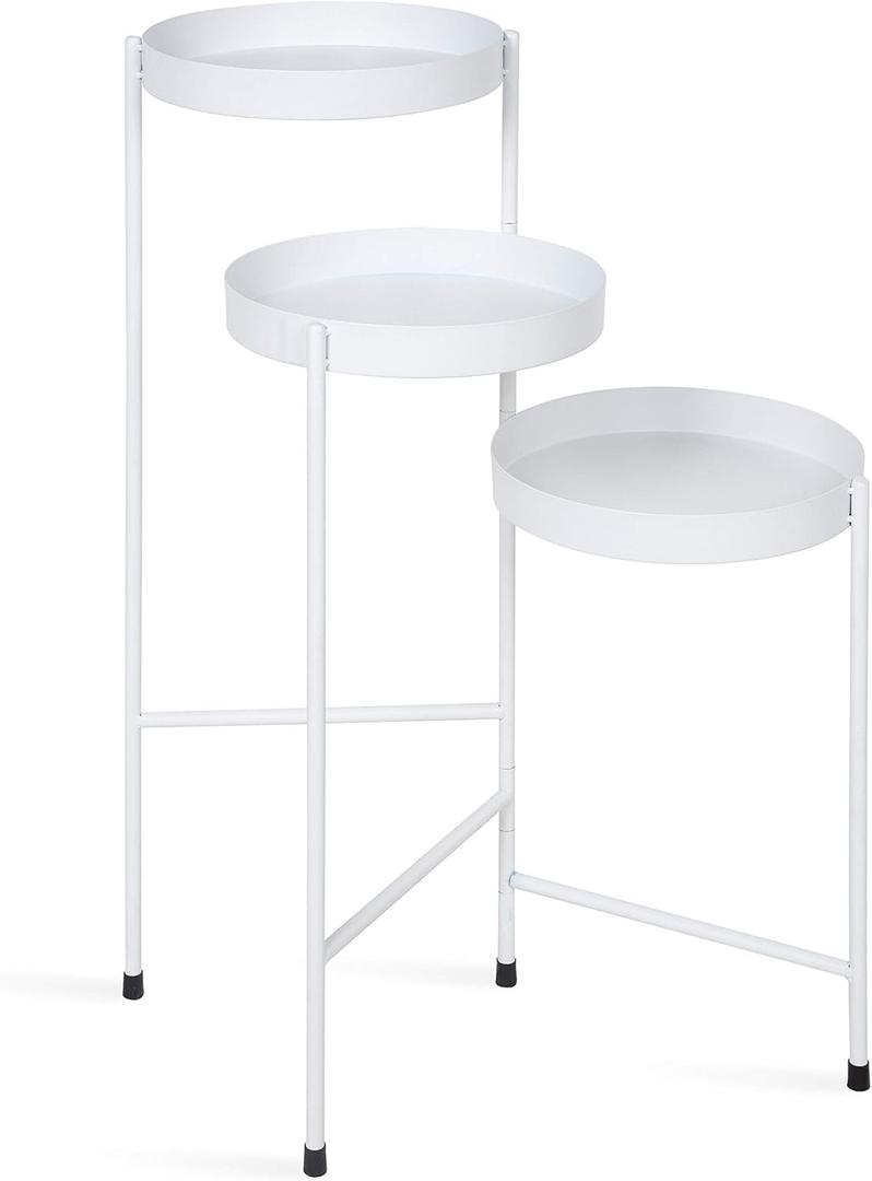 Kate and Laurel Finn Tri-Level Metal Plant Stand, White