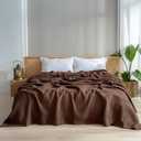 100% Turkish Cotton Waffle Blanket Queen - Cozy, Airy, Lightweight Summer Throw Blankets - Made in Turkiye, (Dark Brown Blanket, Queen Size 90" x 90")