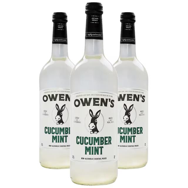 Owen’s Craft Mixers | Cucumber Mint 3 Pack | Handcrafted in the USA with Premium Ingredi-ents 750 ml Bottle | Vegan & Gluten-Free Soda Mocktail and Cocktail Mixer