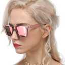 Myiaur Classic Sunglasses for Women Polarized Driving Anti-Glare UV Protection (A1 Pink Frame/Pink Mirrored Polarized Lens)