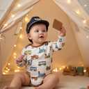 PATPAT Baby Bodysuits - Soft Viscose Made from Bamboo - Long Sleeve Funny for Boys and Girls -Newborn Infant Toddler Clothes (3-6 Months, Brown Car)