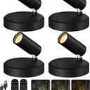 EZVALO Spotlights Indoor with Remote, 5500mAh Rechargeable Picture Lights, Wireless LED Uplighting with Timer＆Dimmable, 3CCT, Mini Plant Spot Lights for Painting, Artwork (4Pack-Black)
