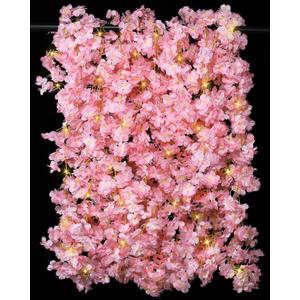 Jutom 8 Pcs 47.2 ft Cherry Blossom Flower Garland with String Light Artificial Hanging Silk Pink Flower Vines Garland for Wedding Bedroom Spring Home Party Kawaii Japanese Decor