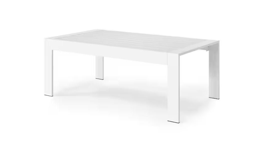 White Aluminum Outdoor Coffee Table for Balcony, Deck, Backyard, Porch, Garden, 27.6 / 22 lbs