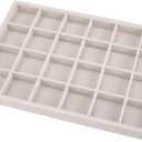 Mornajina 24 Grids Velvet Jewelry Tray Jewelry Display Tray, Stackable Empty Plate Trays for Earrings Necklaces Bracelet Rings Display Showcase - Beige (24 Grids 13.8"x9.5")